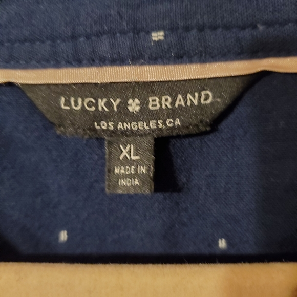 Lucky Brand navy blue with white polka dots top - Picture 3 of 5